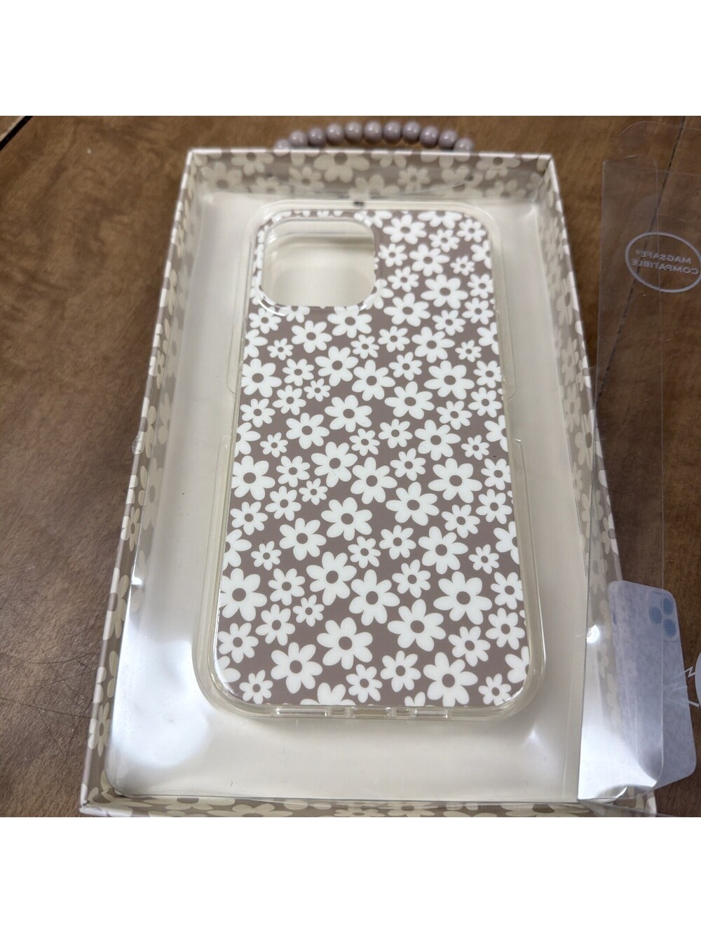 XO Poppy iPhone 13/12 Pro Max Magsafe Compatible Brown/Tan Flowers Durable Case
